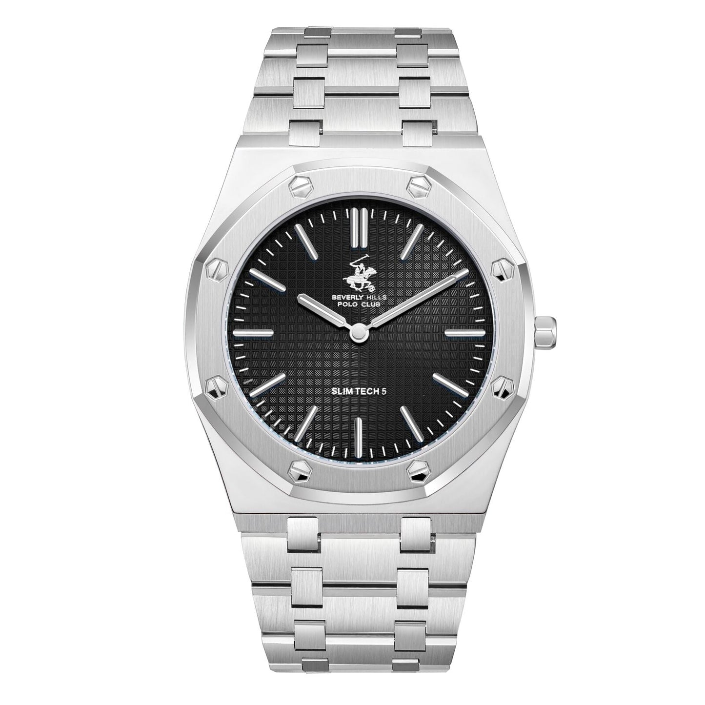 Beverly Hills Polo Club Slim Tech 5 Black Dial Silver Watch - BP3825X.360